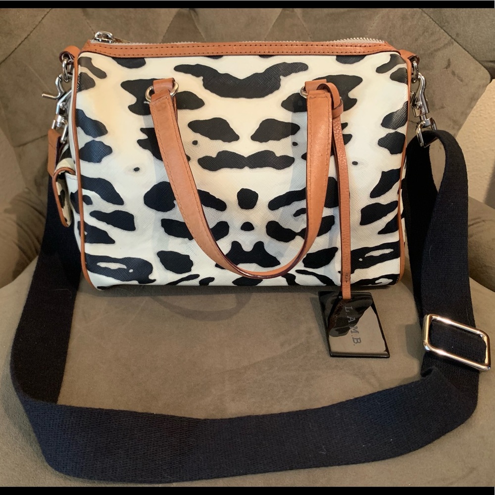 L.A.M.B. Black and White Animal Print Handbag